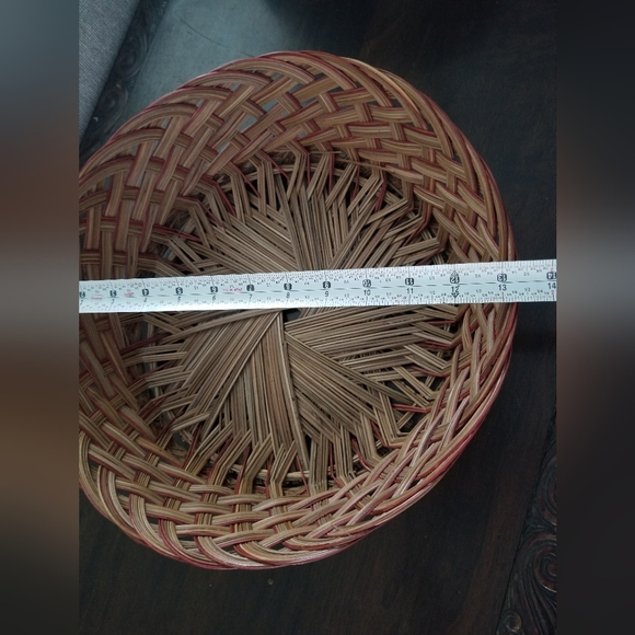 Basket w/a hint of red, can be for inside a boho closet, display, crafts etc. - Picture 6 of 12